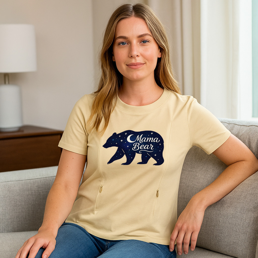 Breastfeeding T-Shirt with Mama Bear Print | Easy Side  | brand