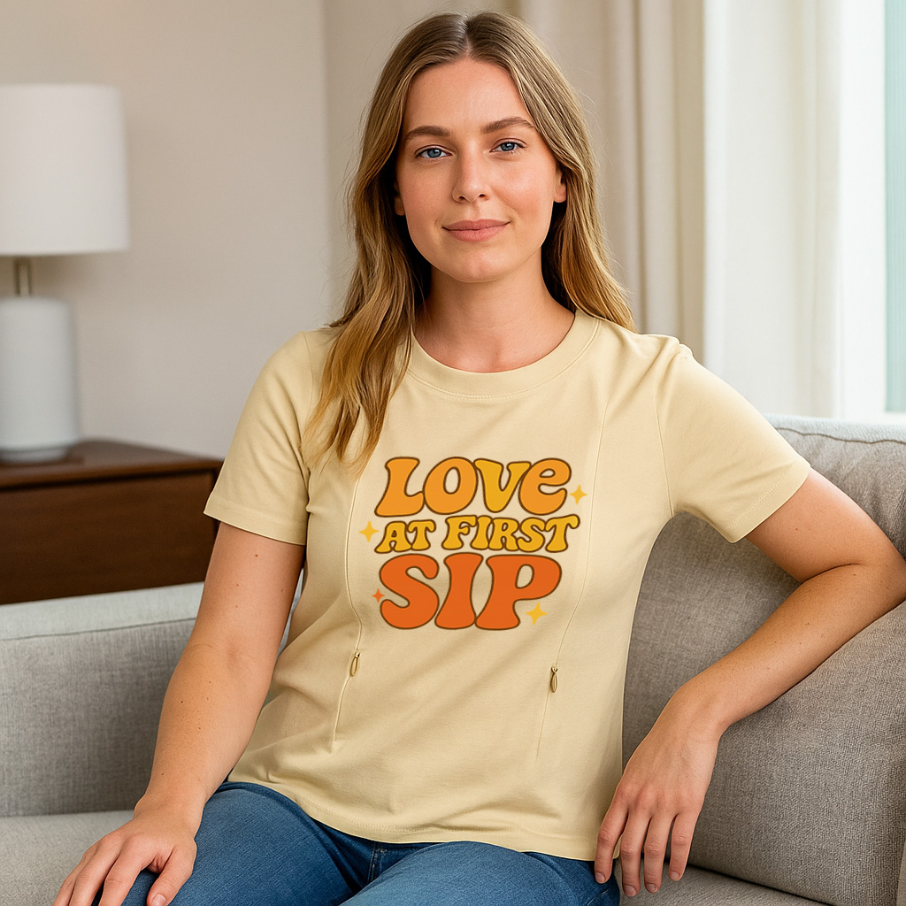 Postpartum Nursing Shirt | "Love at First Sip" Cute Gra | brand