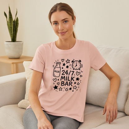 Breastfeeding T-Shirt for New Moms | 24/7 Milk Bar Funn | brand