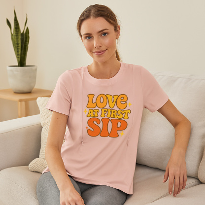 Postpartum Nursing Shirt | "Love at First Sip" Cute Gra | brand