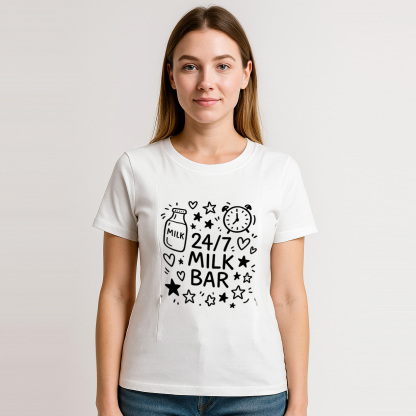 Breastfeeding T-Shirt for New Moms | 24/7 Milk Bar Funn | brand
