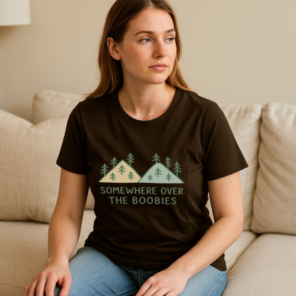 Humorous Nursing T-Shirt | "Somewhere Over the Boobies" | brand