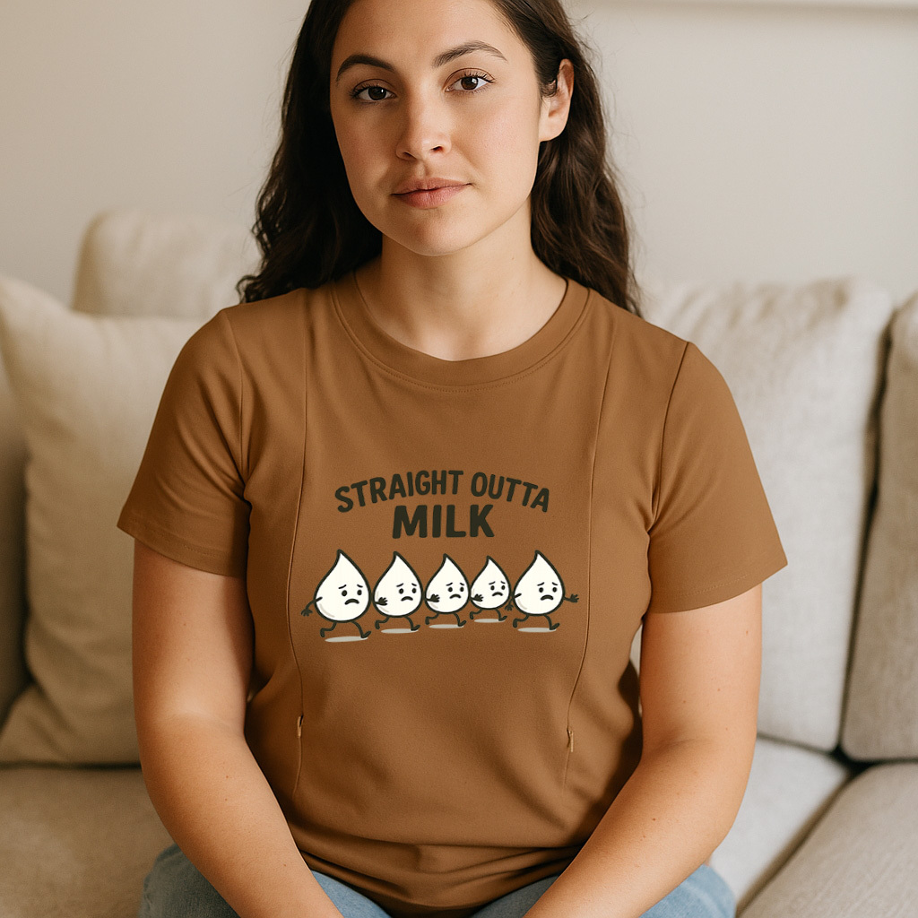 Postpartum Nursing Tee | Straight Outta Milk Design | B | brand