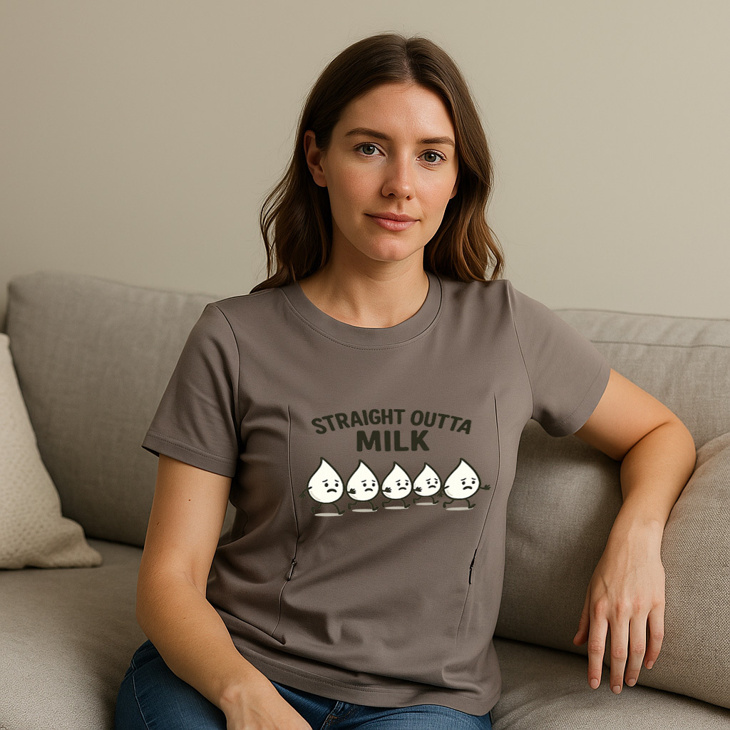 Postpartum Nursing Tee | Straight Outta Milk Design | B | brand