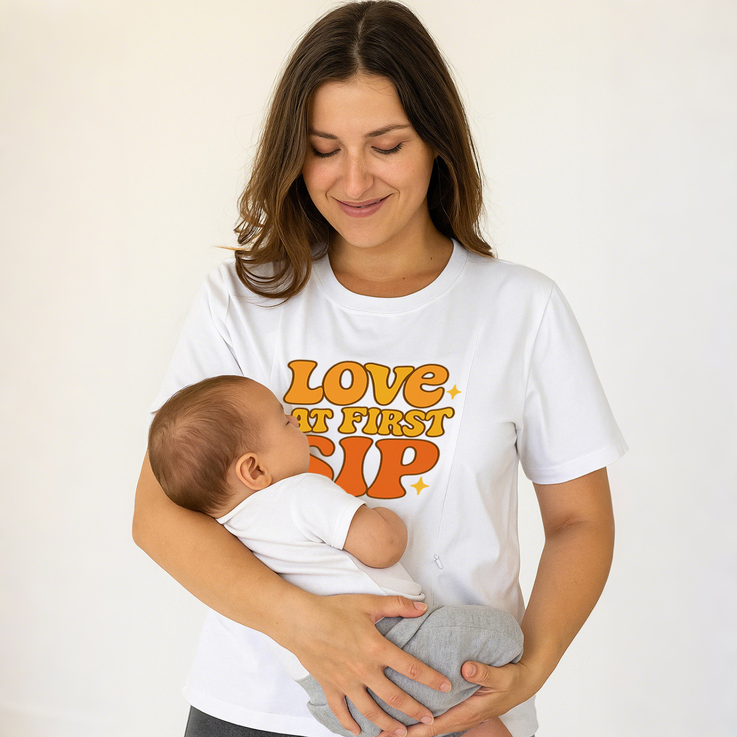 Postpartum Nursing Shirt | "Love at First Sip" Cute Gra | brand