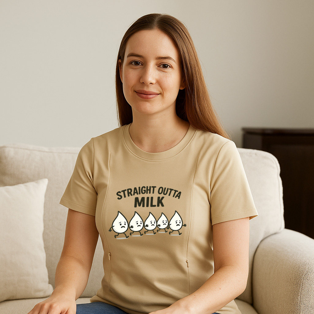 Postpartum Nursing Tee | Straight Outta Milk Design | B | brand