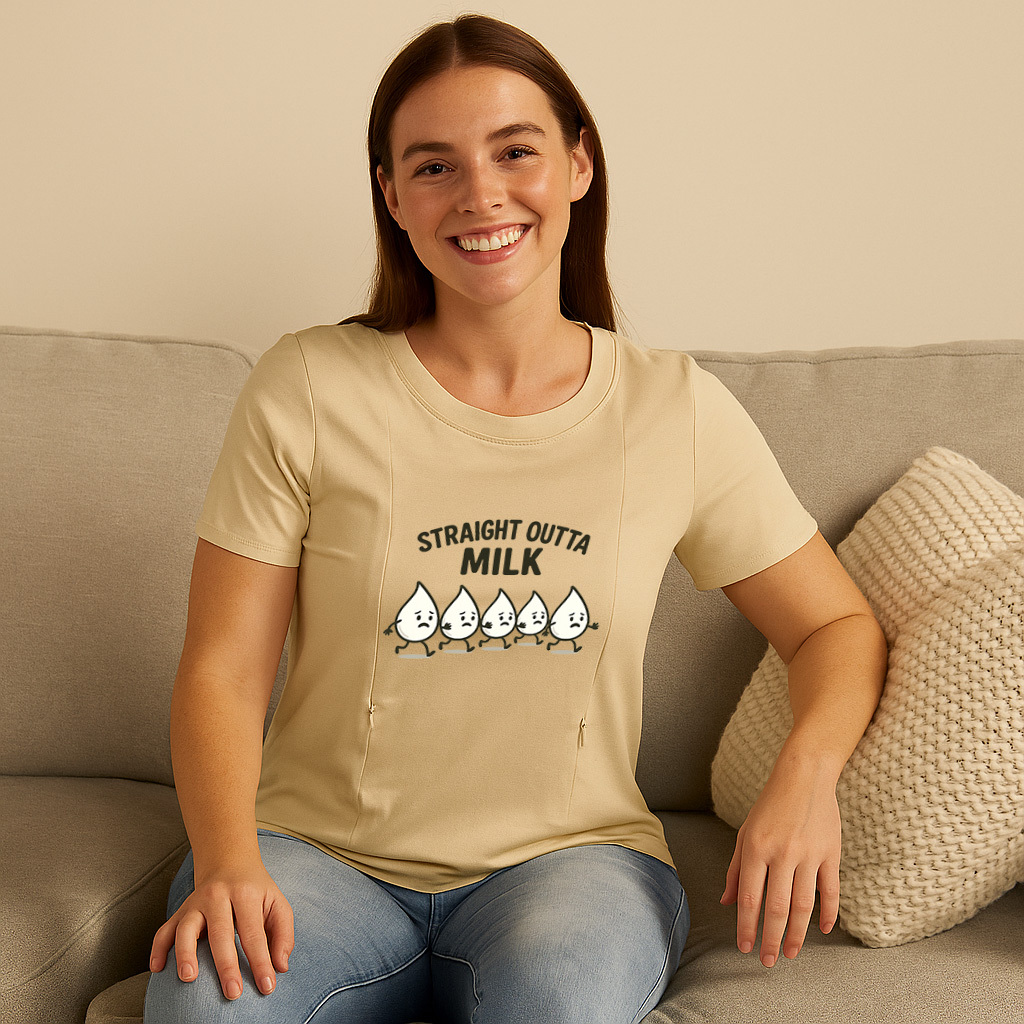 Postpartum Nursing Tee | Straight Outta Milk Design | B | brand