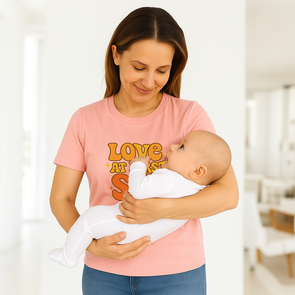 Postpartum Nursing Shirt | "Love at First Sip" Cute Gra | brand