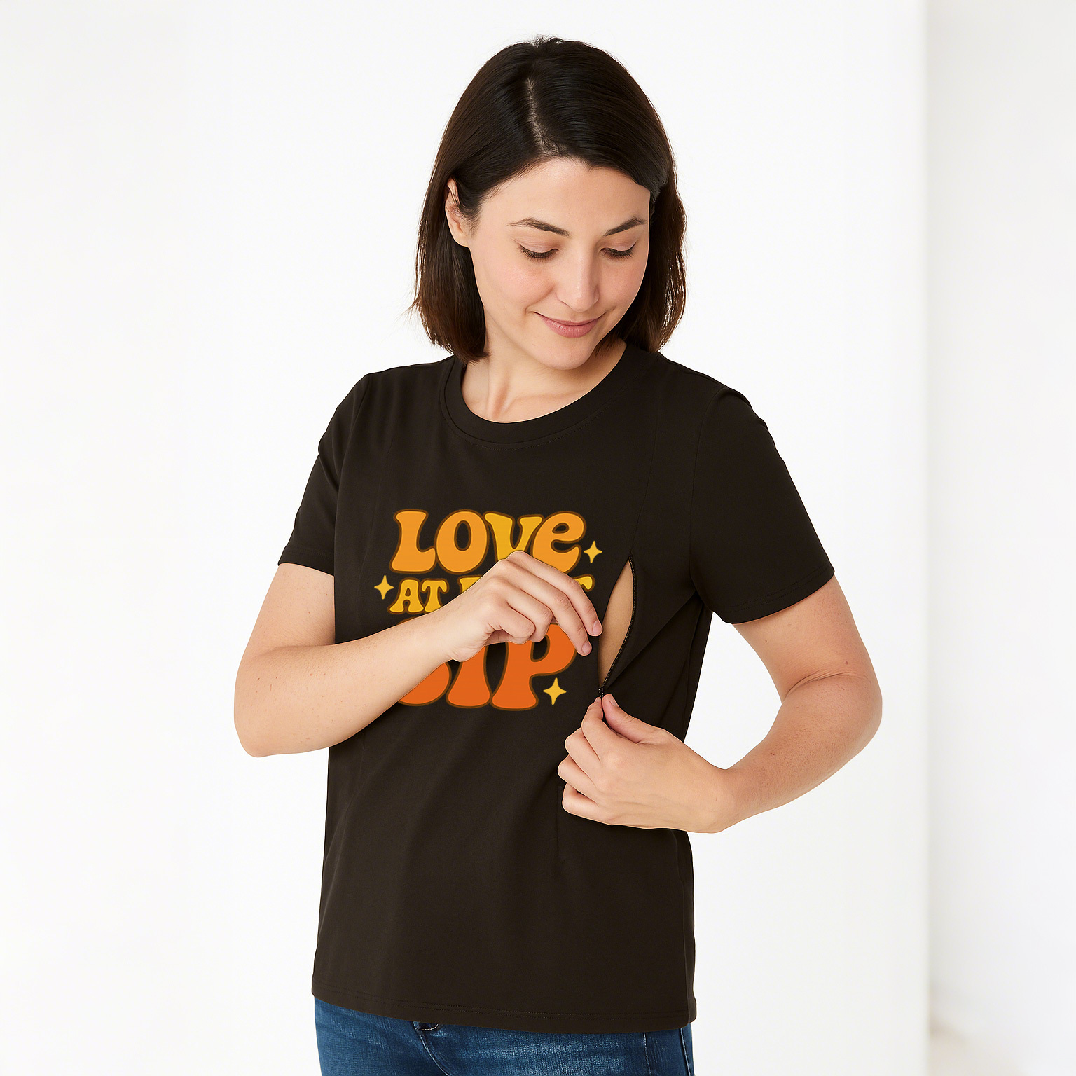 Postpartum Nursing Shirt | "Love at First Sip" Cute Gra | brand