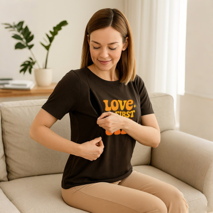 Postpartum Nursing Shirt | "Love at First Sip" Cute Gra | brand