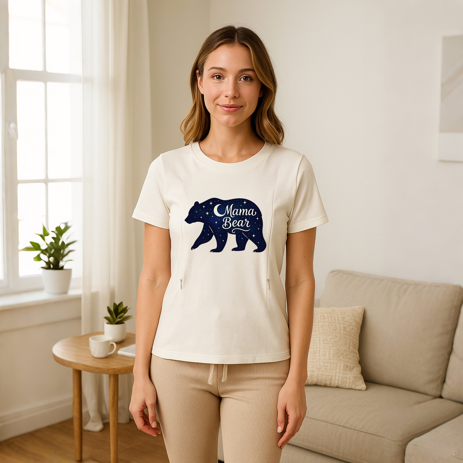 Breastfeeding T-Shirt with Mama Bear Print | Easy Side  | brand