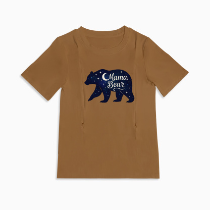Breastfeeding T-Shirt with Mama Bear Print | Easy Side Zip Access
