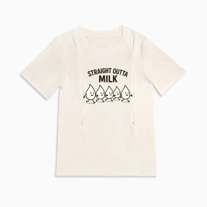 Postpartum Nursing Tee | Straight Outta Milk Design | Breathable Cotton