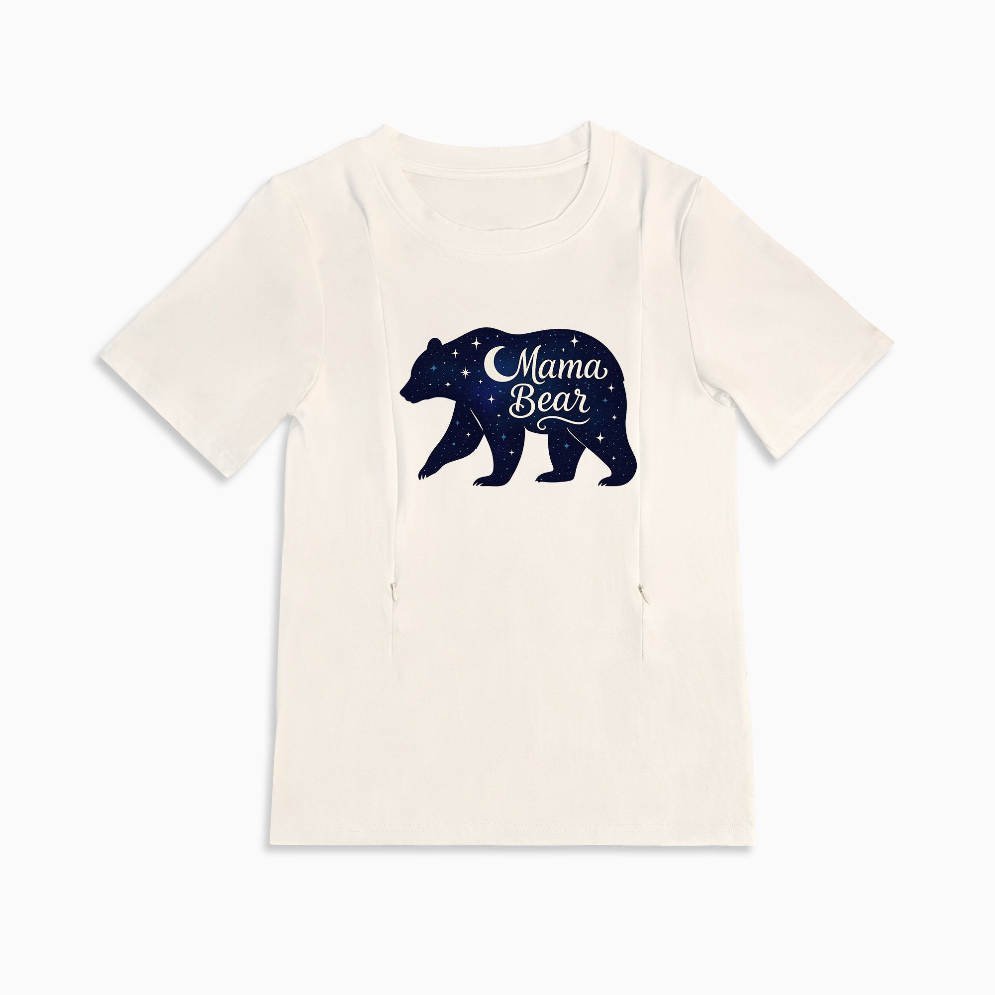 Breastfeeding T-Shirt with Mama Bear Print | Easy Side Zip Access