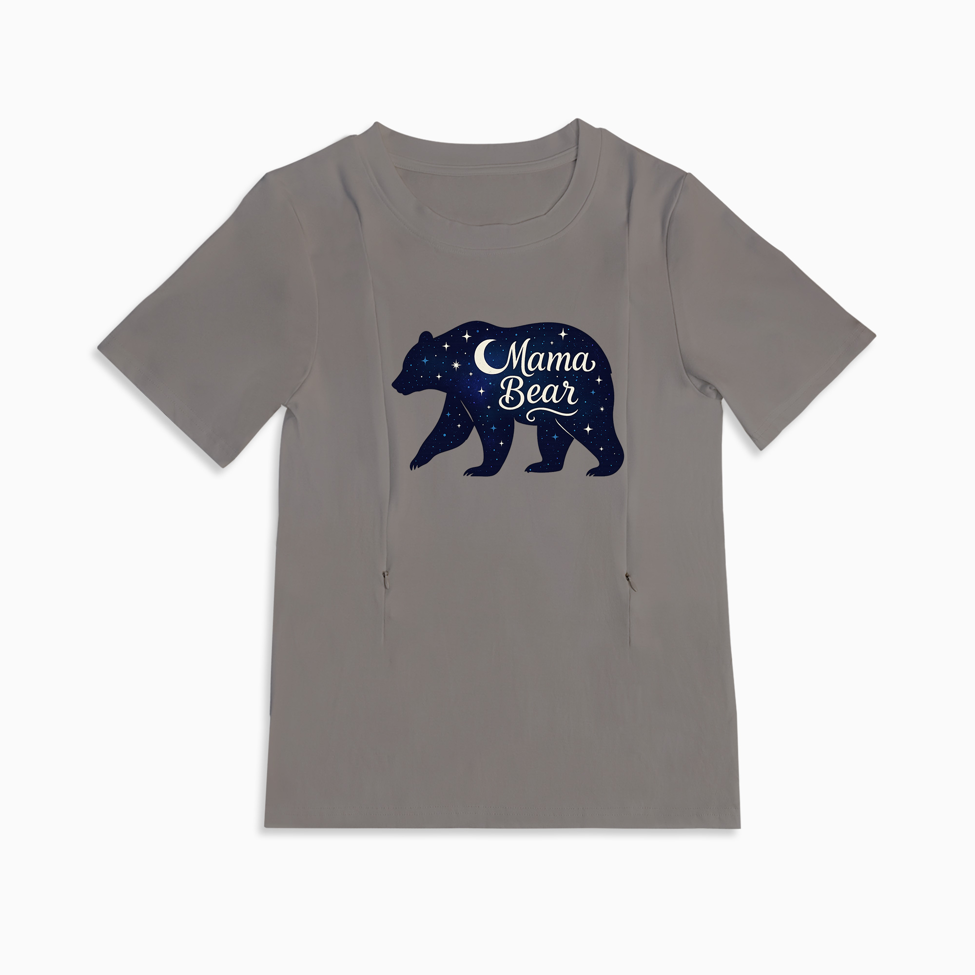 Breastfeeding T-Shirt with Mama Bear Print | Easy Side Zip Access
