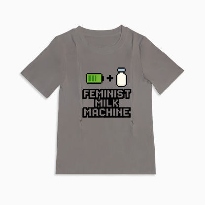 totkeeps Nursing T-Shirt | Feminist Milk Machine | Convenient Side Zippers