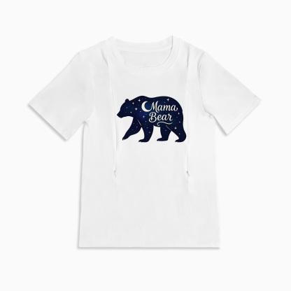 Breastfeeding T-Shirt with Mama Bear Print | Easy Side Zip Access