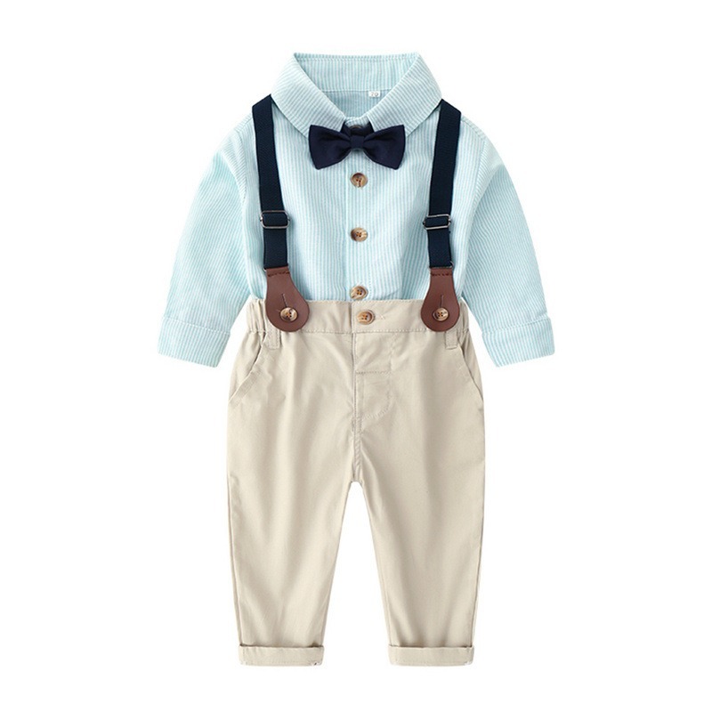 2pcs Baby Boy Long-Sleeve Shirt & Overalls Set