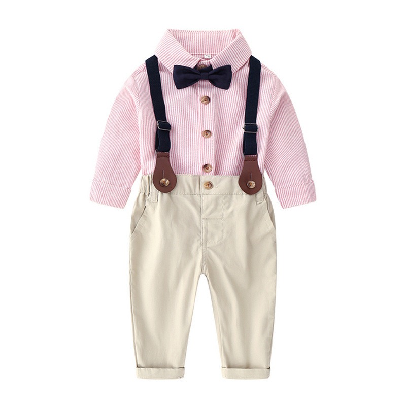 2pcs Baby Boy Long-Sleeve Shirt & Overalls Set