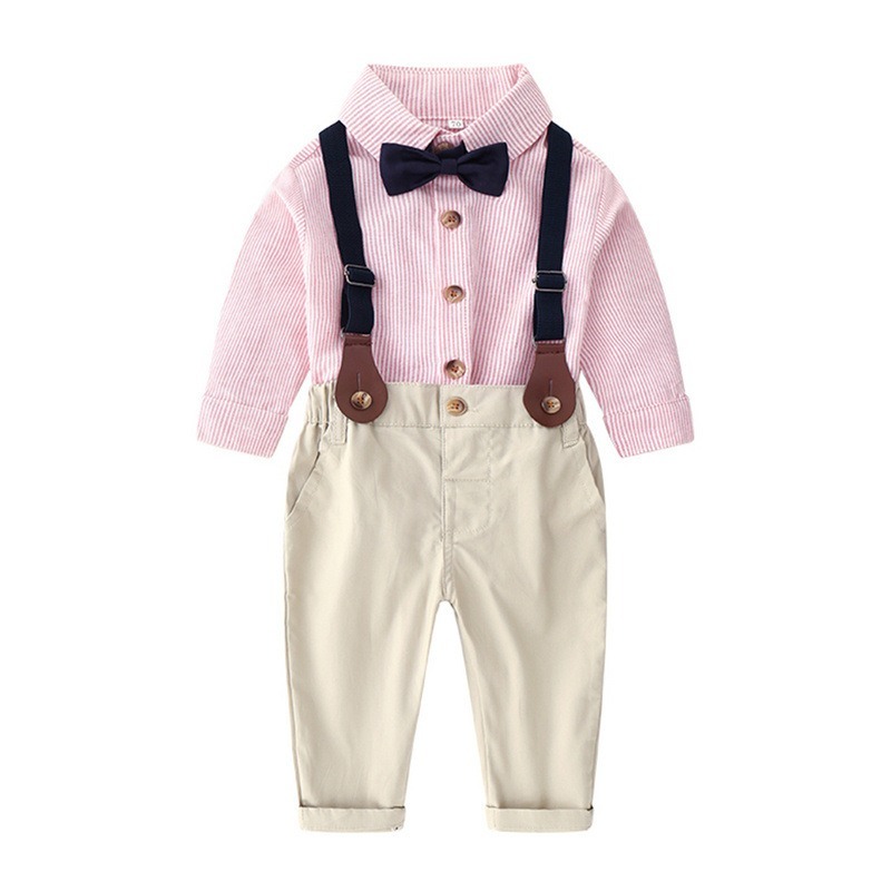 2pcs Baby Boy Long-Sleeve Shirt & Overalls Set
