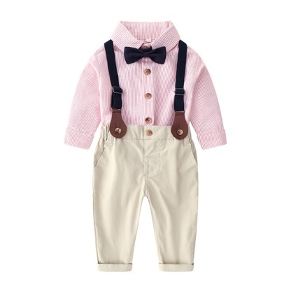 2pcs Baby Boy Long-Sleeve Shirt & Overalls Set