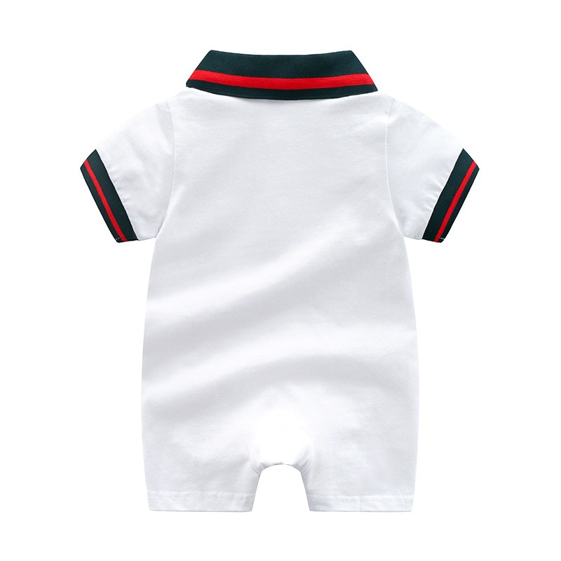 Baby Boy Polo Collar Knit Short-Sleeve Jumpsuits