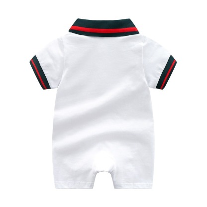 Baby Boy Polo Collar Knit Short-Sleeve Jumpsuits