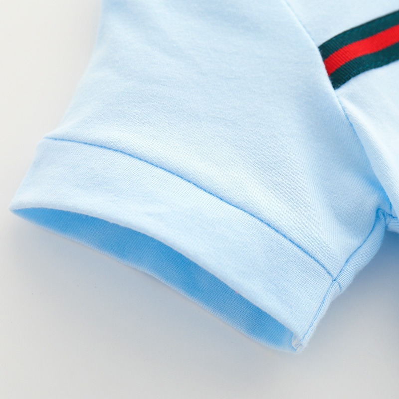 Baby Boy Cotton Polo Collar Short-Sleeve Jumpsuits