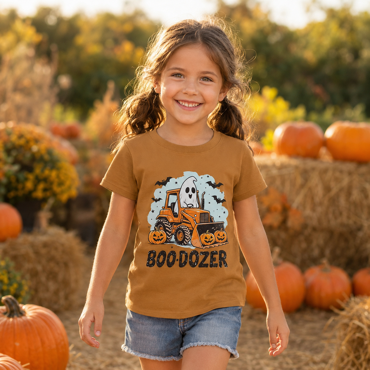 Kids’ Cute Pumpkin & Ghost Graphic T-Shirt
