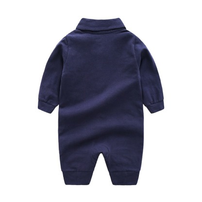 Baby Boy British Style Bow Tie Long-Sleeve Jumpsuits