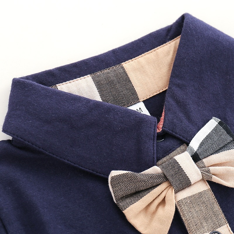 Baby Boy British Style Bow Tie Long-Sleeve Jumpsuits