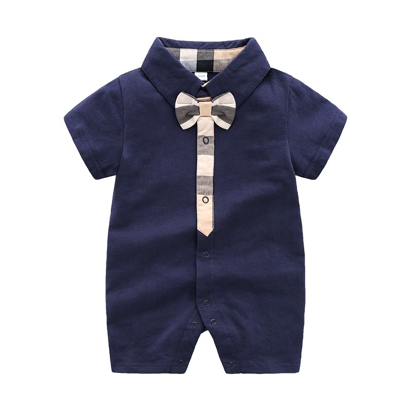 Baby Boy Knitted Short-Sleeve Gentleman Babysuits & Rompers