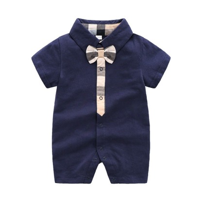 Baby Boy Knitted Short-Sleeve Gentleman Babysuits & Rompers
