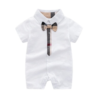 Baby Boy Knitted Short-Sleeve Gentleman Babysuits & Rompers