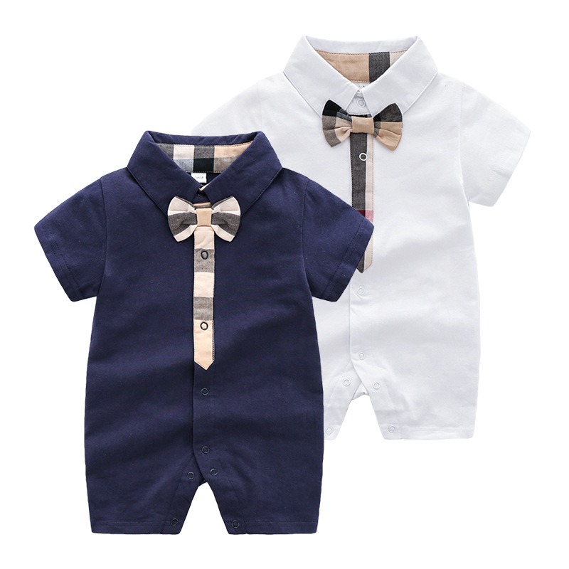 Baby Boy Knitted Short-Sleeve Gentleman Jumpsuits