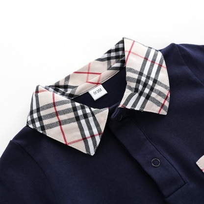 Baby Boy Spring/Fall Long-Sleeve Lapel Jumpsuits