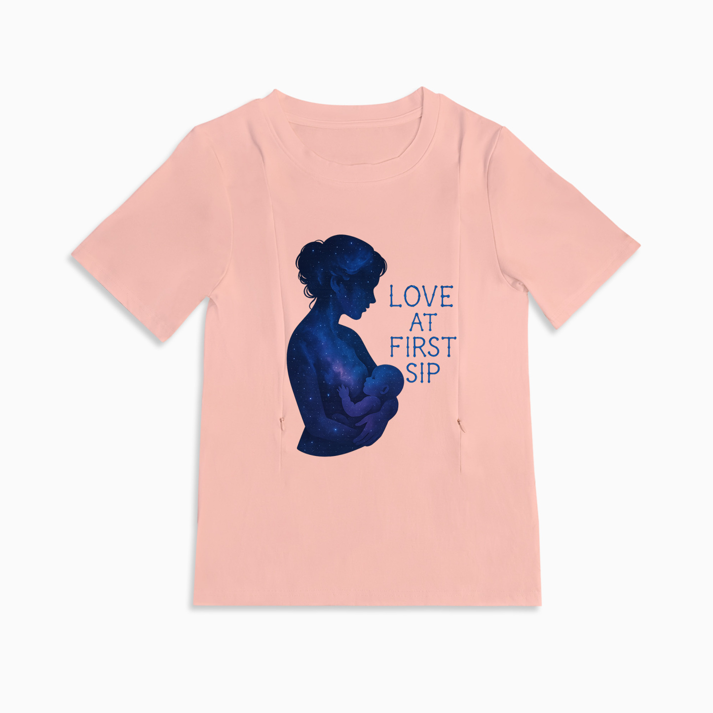 Comfortable Cotton Nursing Tee | "Love at First Sip" Slogan