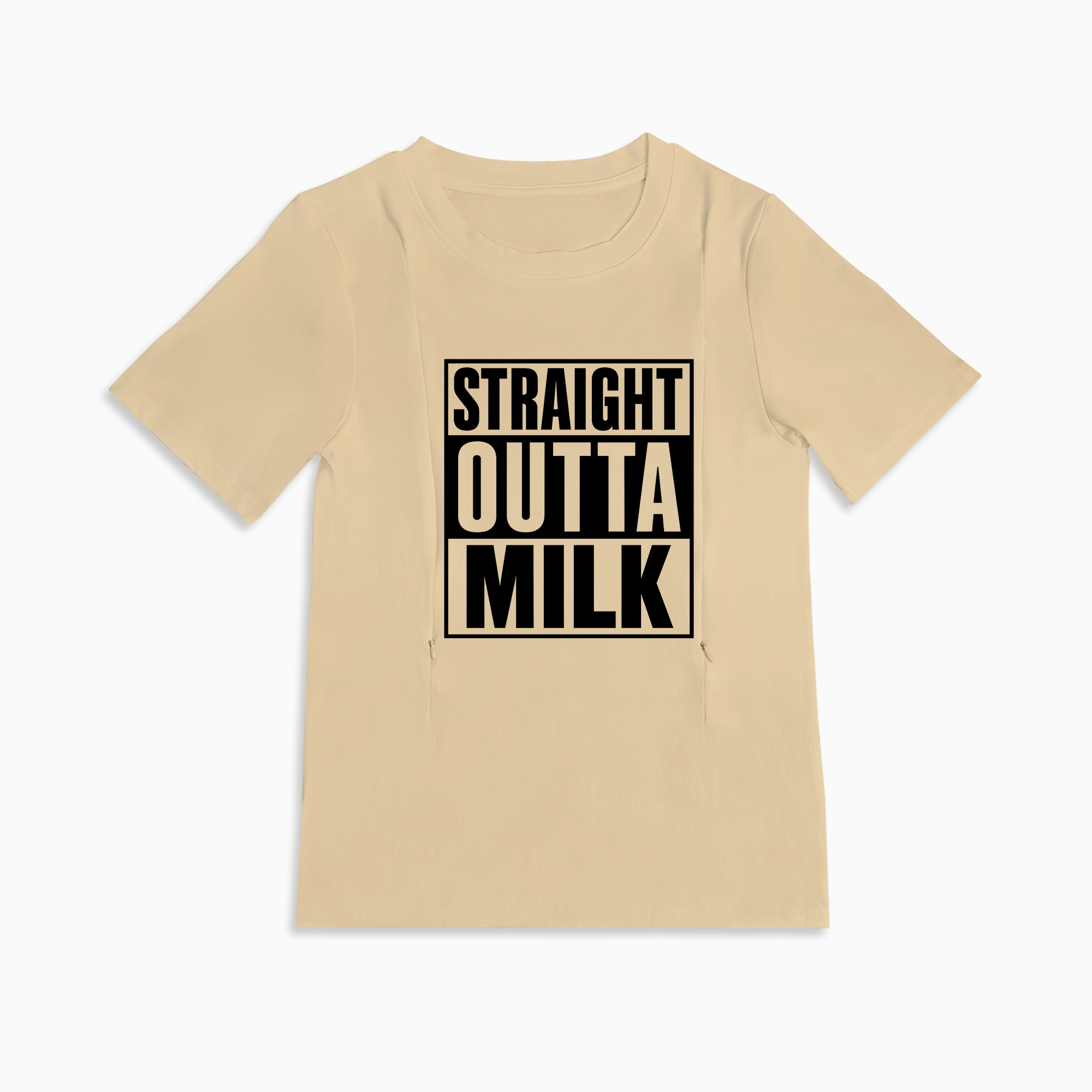 Side Zipper Nursing Top | Straight Outta Milk Slogan | 95% Cotton