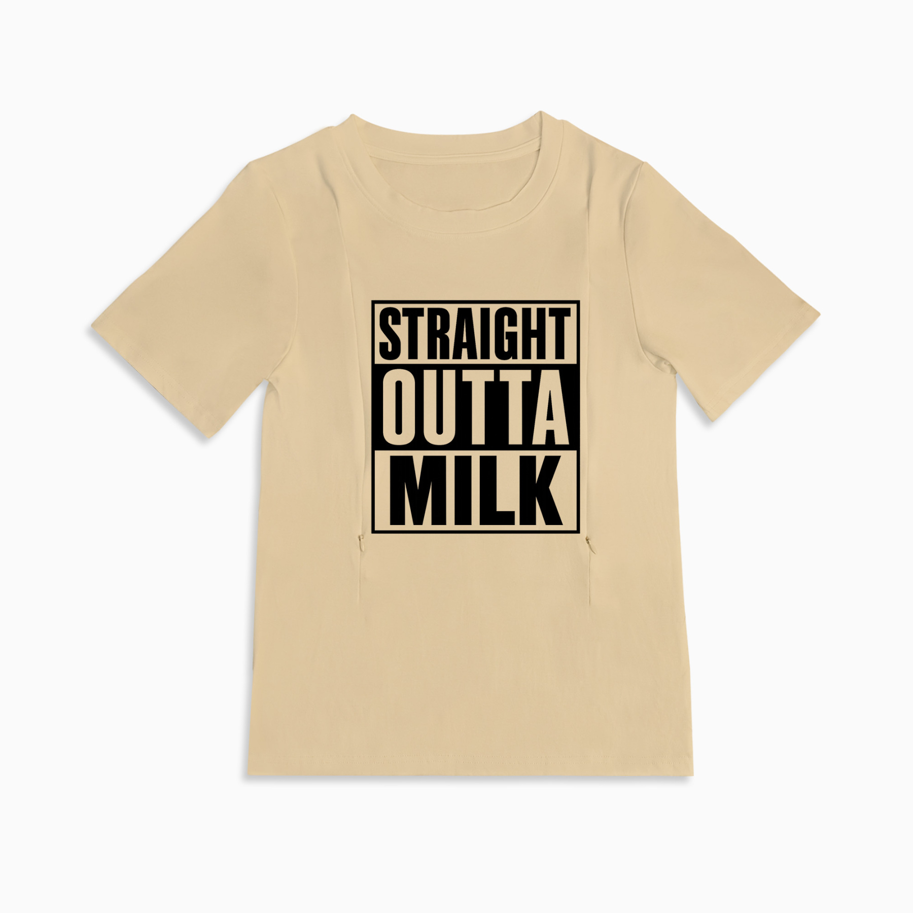 Side Zipper Nursing Top | Straight Outta Milk Slogan | 95% Cotton