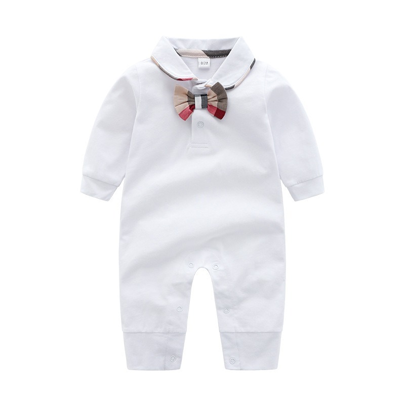 Baby Boy Bow-Tie Lapel Long-Sleeve Jumpsuits