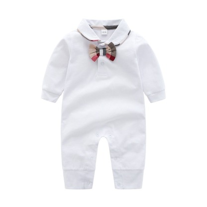 Baby Boy Bow-Tie Lapel Long-Sleeve Jumpsuits