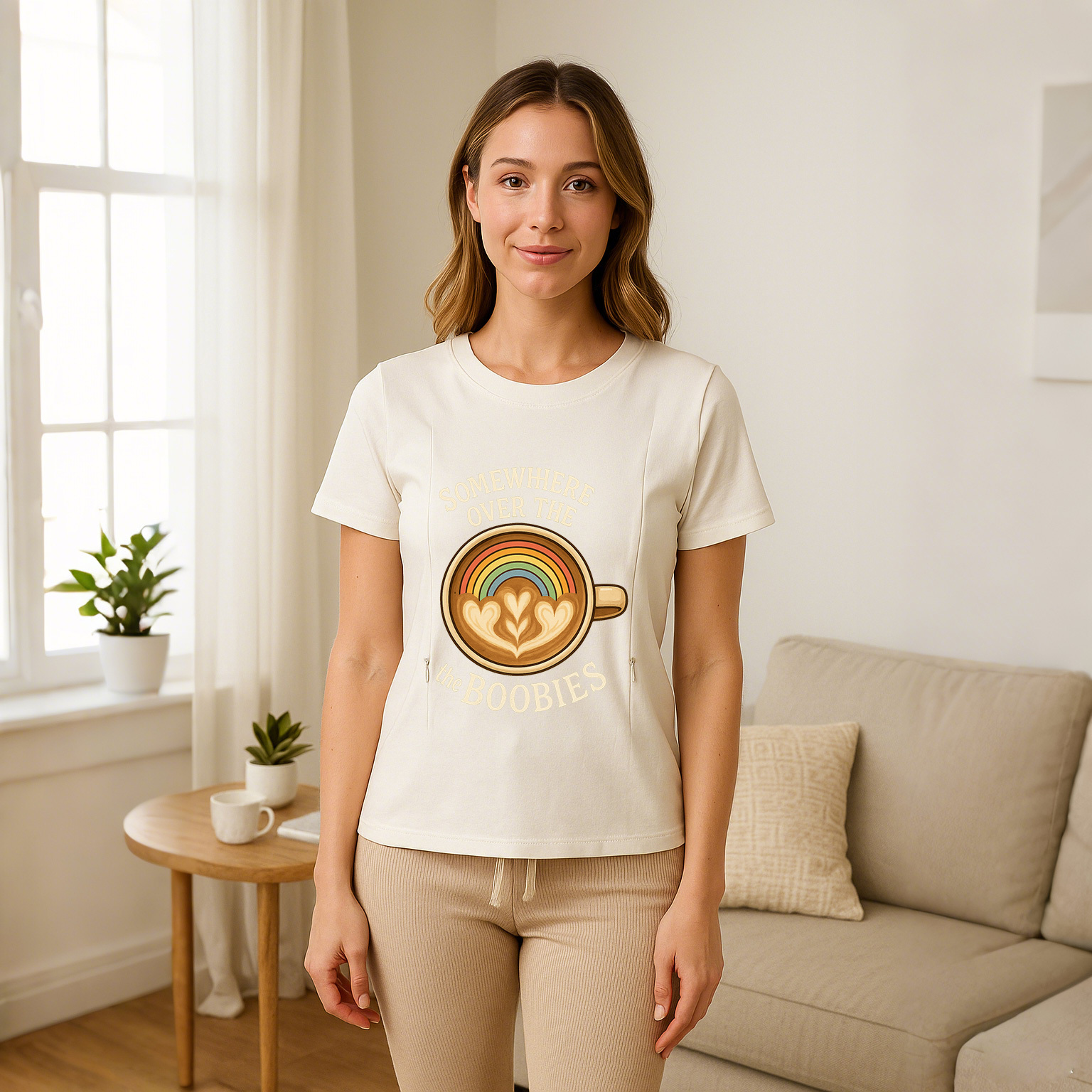 Easy Nursing Shirt w/ Zipper | "Somewhere Over the Boob | brand