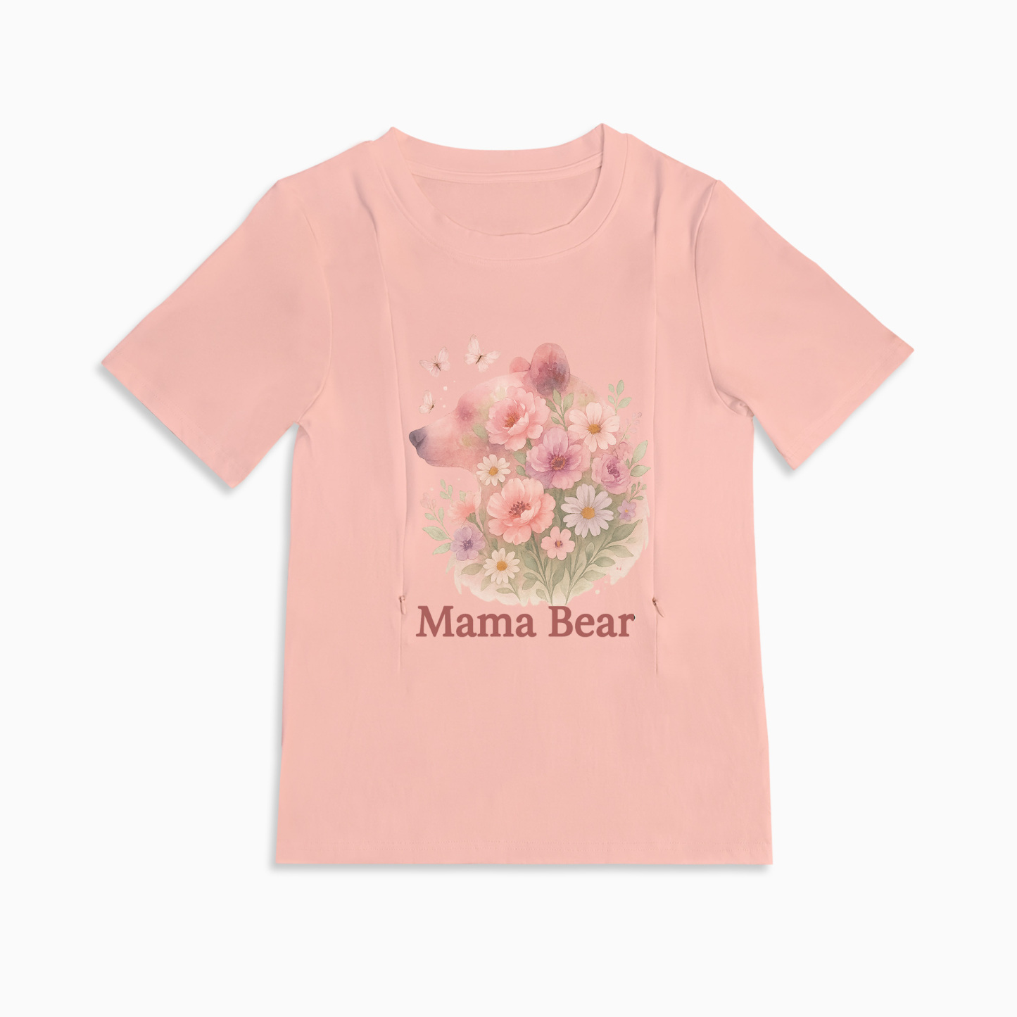 Mama Bear Zipper Nursing Top | Soft 95% Cotton Breastfeeding Shirt