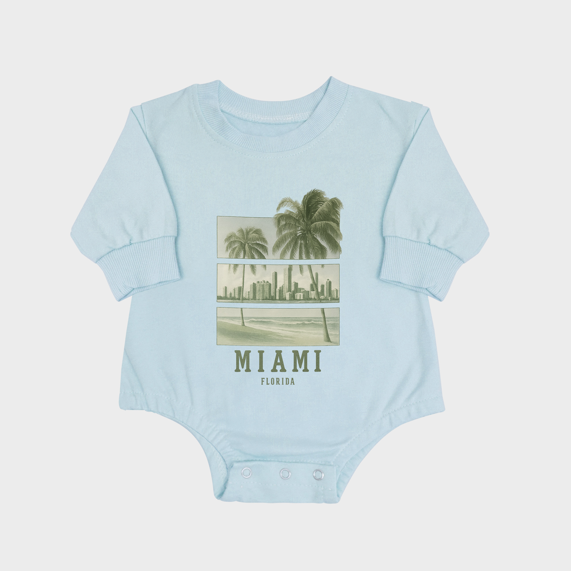 Miami Long-sleeved Triangle Onesies Aqua baby romper