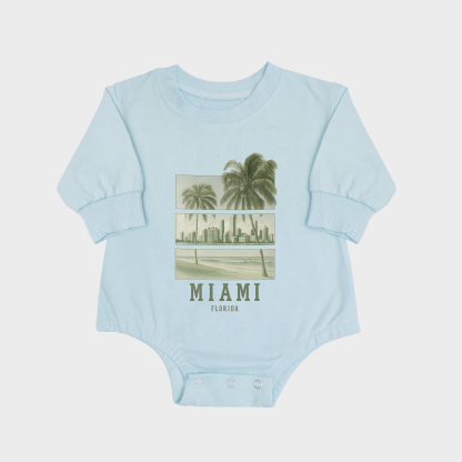 Miami Long-sleeved Triangle Onesies Aqua baby romper