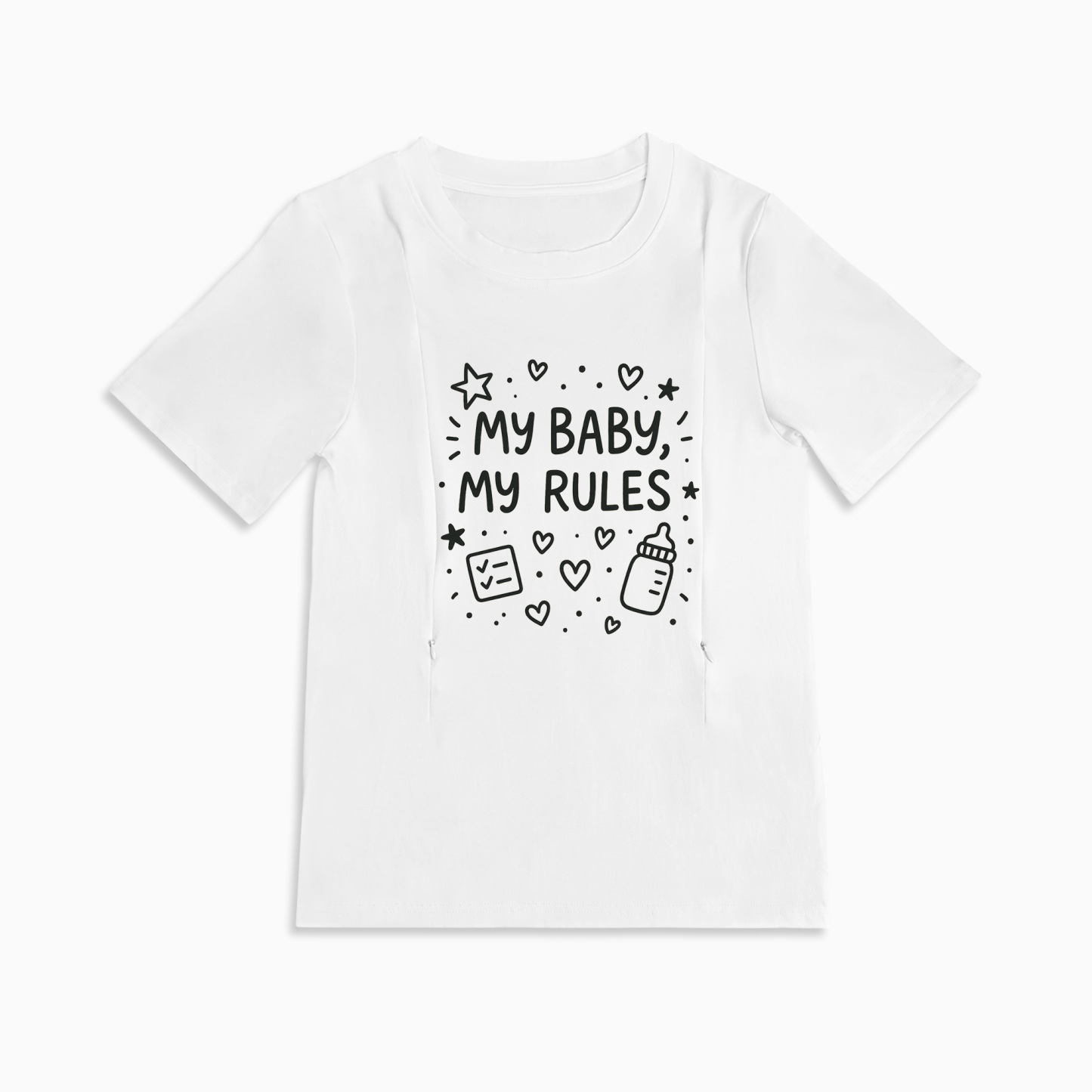 Side Zipper Breastfeeding Top | "My Baby My Rules" Mom Quote Shirt