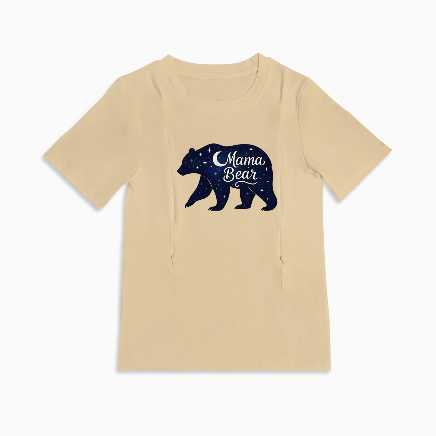 Breastfeeding T-Shirt with Mama Bear Print | Easy Side Zip Access