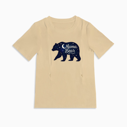Breastfeeding T-Shirt with Mama Bear Print | Easy Side Zip Access