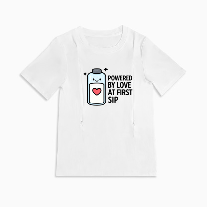 Side Zipper Nursing T-Shirt | "Love at First Sip" Cute Mama Tee