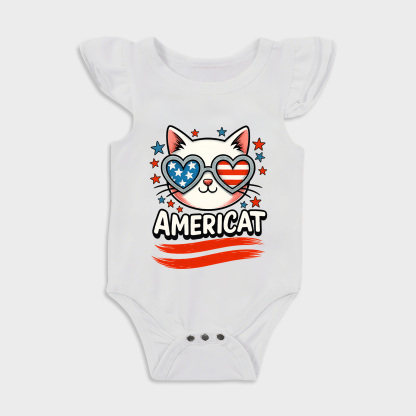 American Cat Ruffled Triangle Onesies in White Baby onesies